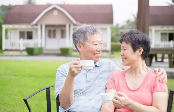 Elderly person using emergency call system